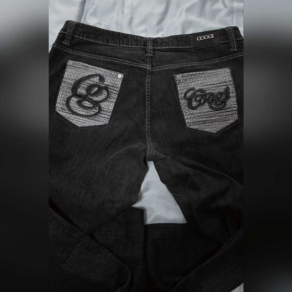COOGI Denim - COOGI Black Faded Embroidered Straight Leg Women's Jeans Size 15/16 (Junior Sz)